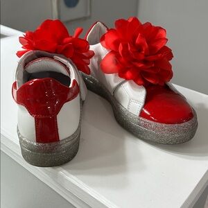 MonnaLisa Red and White Leather Sneakers sz33